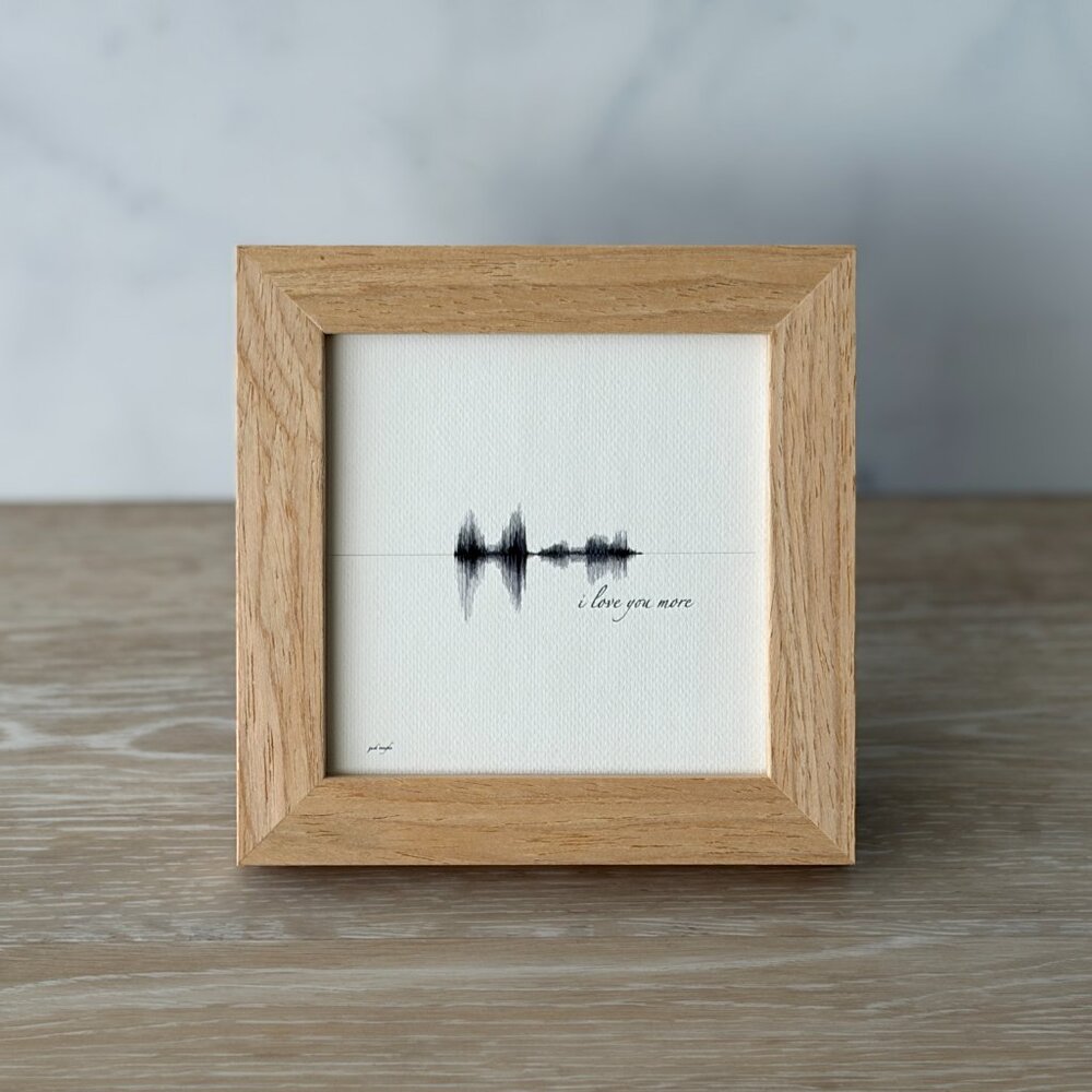 I Love You More Soundwave Mini Wood Sign 4x4 Black White Natural Tiered Tray